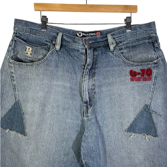 Vintage Bklyn Xpress Patchwork Denim Shorts 39 - Picture 2 of 7